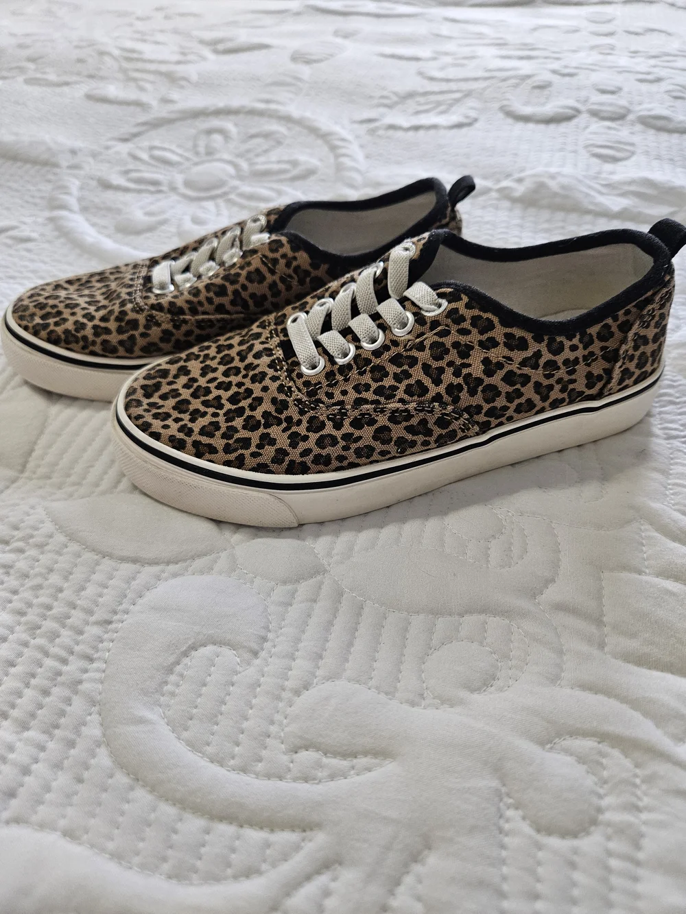 Old Navy Leopard Print Kids Sneakers in Tan and Black
